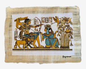 Tutankhamun hunting trip Luminous Papyrus, 30x40cm (Turquoise version)