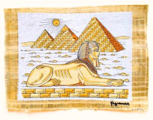 Pyramids and Sphinx, illuminated Papyrus  30x40 cm