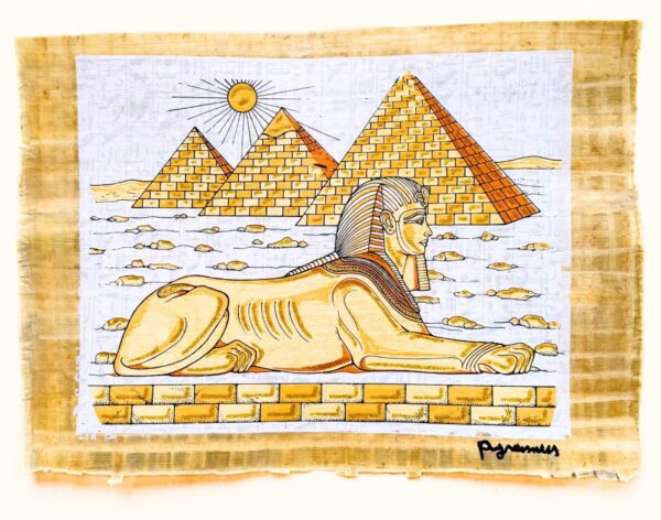 Pyramids and Sphinx, illuminated Papyrus  30x40 cm