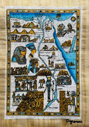 Ancient Map of Nile River,Luminous Papyrus 30x40 cm