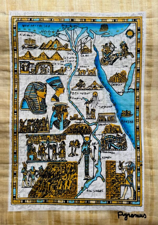 Ancient Map of Nile River,Luminous Papyrus 30x40 cm