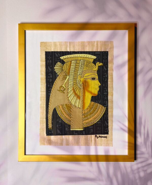 Queen Cleopatra Pharaonic Luminous Framed Papyrus, 42 x 35cm