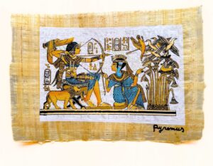 Tutankhamun hunting trip, illuminated Papyrus 20x30 cm