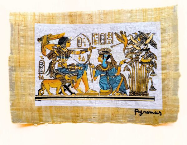 Tutankhamun hunting trip, illuminated Papyrus 20x30 cm
