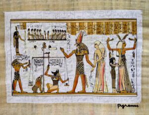 Pharaonic court, illuminated Papyrus 30x40 cm