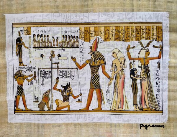 Pharaonic court, illuminated Papyrus 30x40 cm