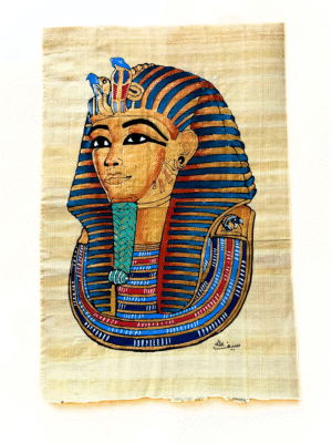 Tutankhamun Mask, illuminated Papyrus 100% Handpainted 20x30 cm
