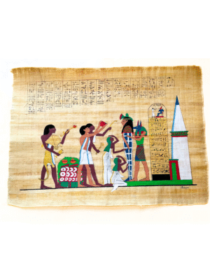 Pharaonic court, illuminated Papyrus 100% Handpainted 40x60 cm