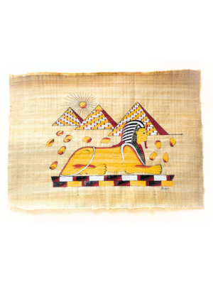 Pyramids and Sphinx, illuminated Papyrus 100% Hand Painted 40x60 cm